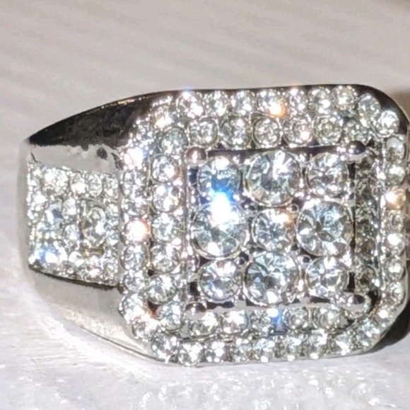 4Ct Round Cut Simulated Diamond Ice Stylish Men Ring 18K White Gold Plated